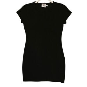 Princess Polly black bodycon mini ribbed Organic Cotton dress size 8
